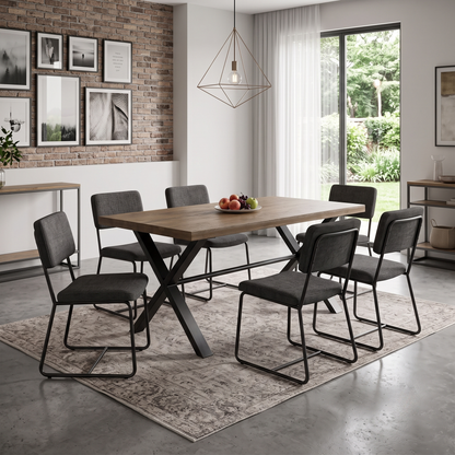'Jupiter’ Dark Oak Solid Oak Dining Table with X Shaped Legs