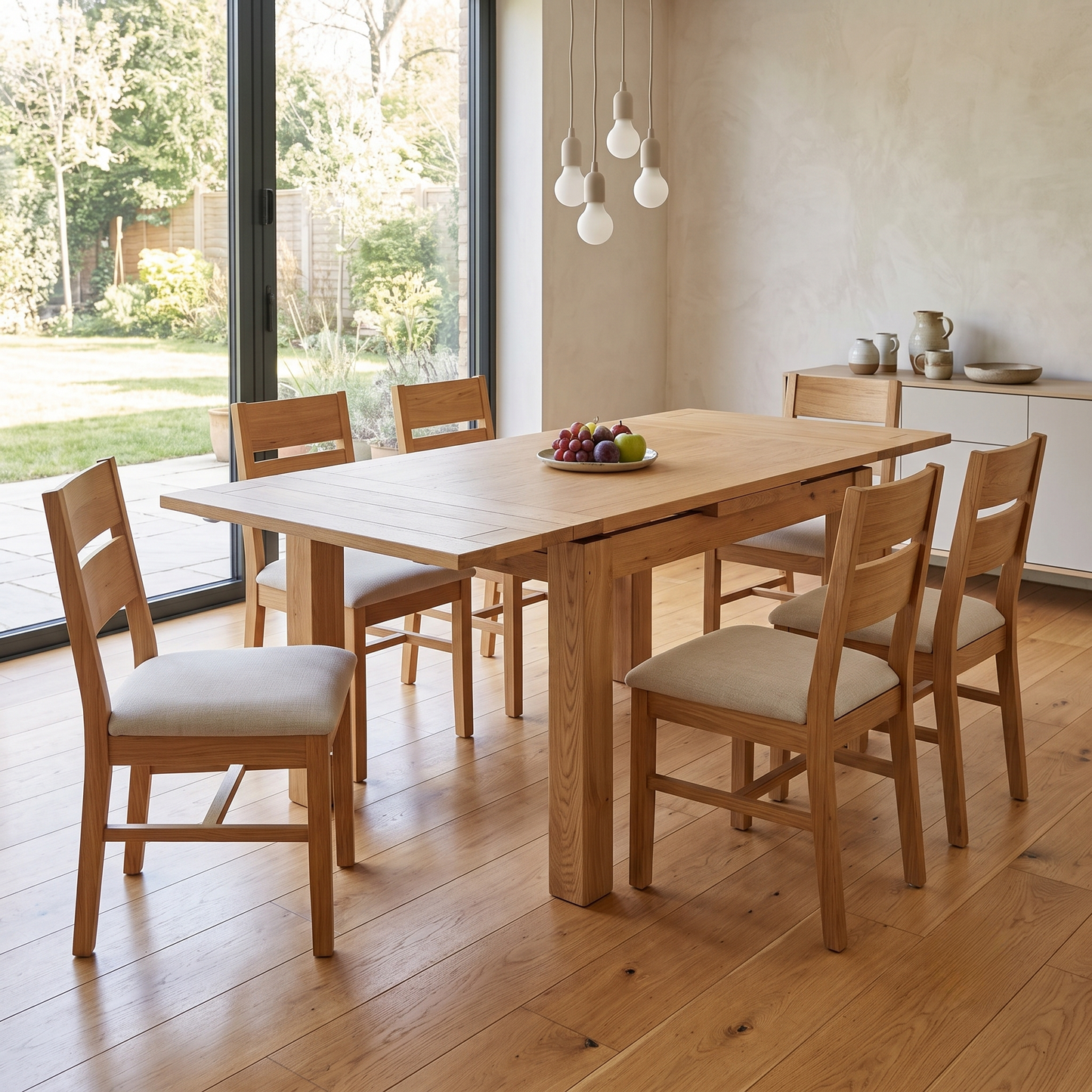 Furnitureland ‘Augusta’ Solid Oak Draw Leaf Extending Dining Table – view 2