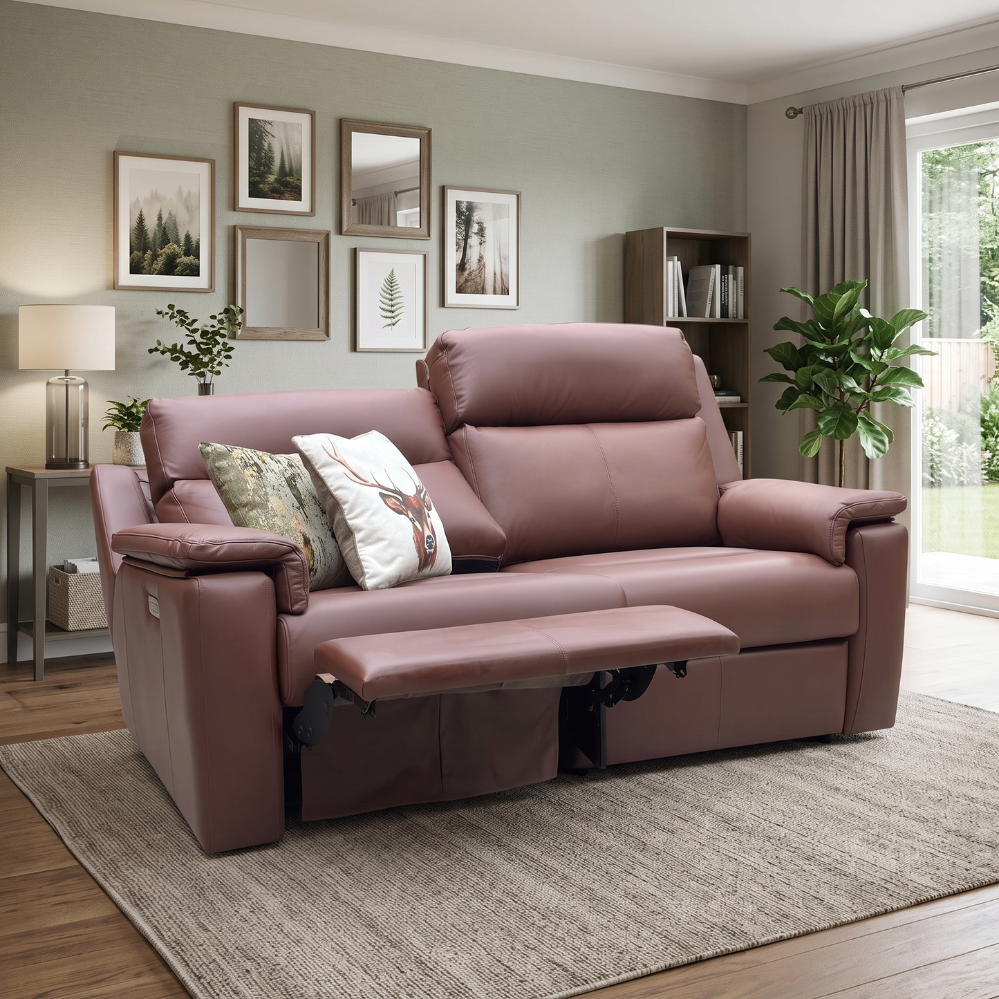 G Plan ‘Thornbury’ P210 Capri Oak Leather 3 Seater Power Recliner Sofa with Power Headrests and Power Lumbar