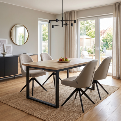 ‘Jose’ Pebble Cream Fabric Set of 4 Swivel Dining Chairs