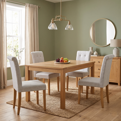 Furnitureland ‘Augusta’ Clay Grey Fabric Set of 4 Roll Back Upholstered Dining Chairs