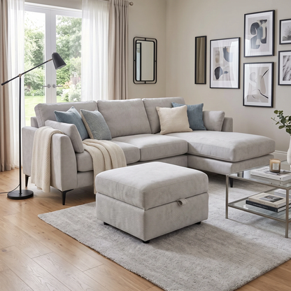 'Mia' Silver Catalina Chenille Fabric Storage Footstool – view 2