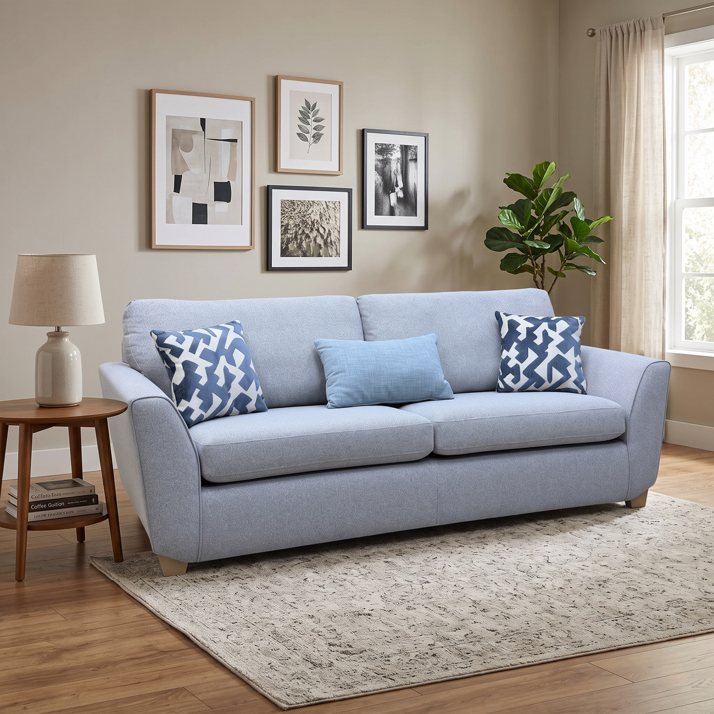 ‘Orlby’ Silver Benita Fabric 4 Seater Sofa