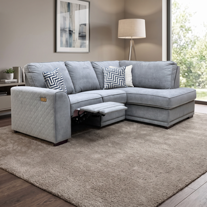 ‘Orka’ Graphite Grey Graceland Fabric Left Hand Facing Arm 2 Piece Motion Open End Corner Sofa