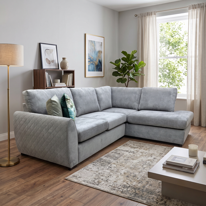 'Porto' Graphite Grey Graceland Fabric Quilted Arm Right Hand Facing Corner Sofa – view 2