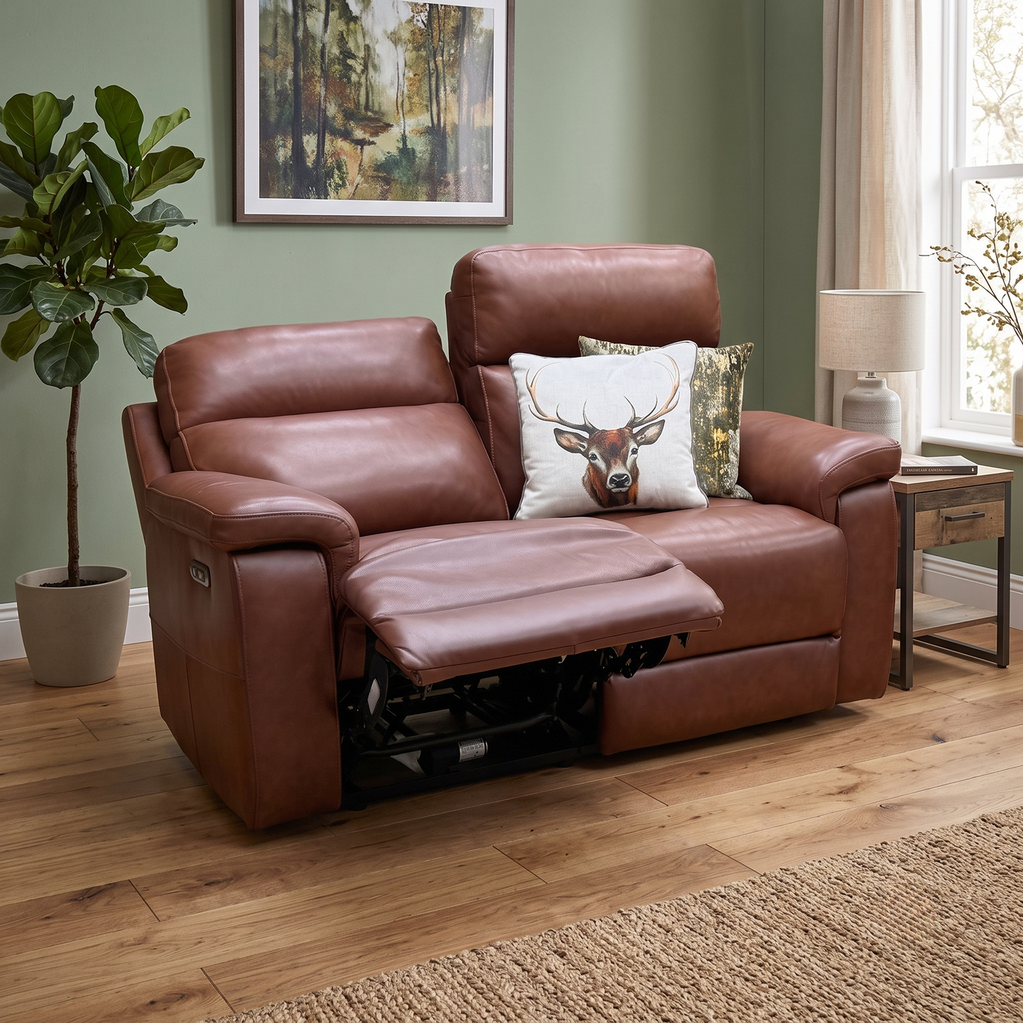 ‘Raven’ Montana Butterscotch Cat-60_07 Brown Leather 2 Seater Power Recliner Sofa – view 2