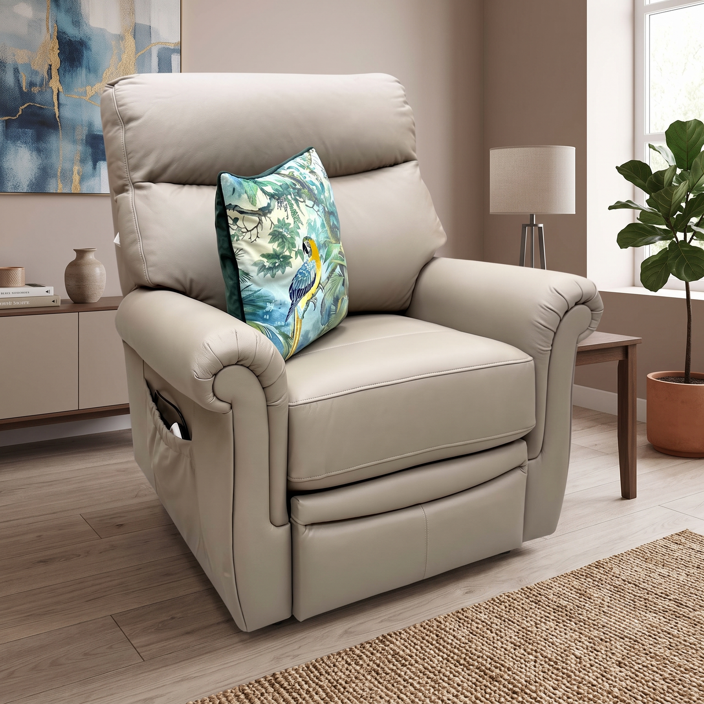 G Plan 'Avon' L846 Cambridge Taupe Leather Lift and Rise Recliner Armchair – view 2