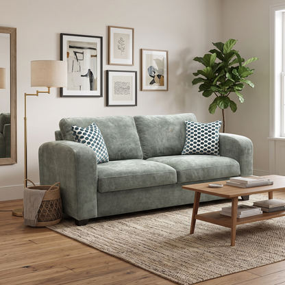 'Layla' Forest Green Woven Fabric 3 Seater Storage Sofa