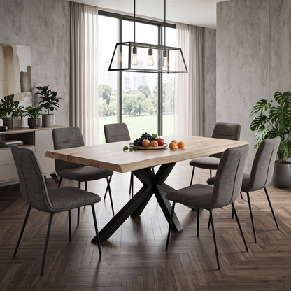 Bodahl 'Njord' 1 Oil Solid Oak Raw Edge Compact 180cm Dining Table with Metal Star Base
