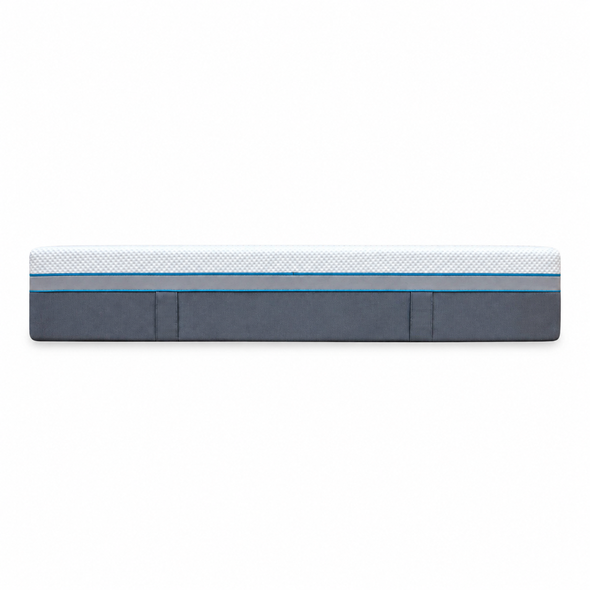 Side profile of the Simba Ultra Hybrid 7300 king mattress showing the layered white and navy borders