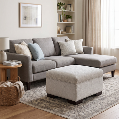 ‘Luella’ Oslo Cream Velvet Fabric Small Footstool