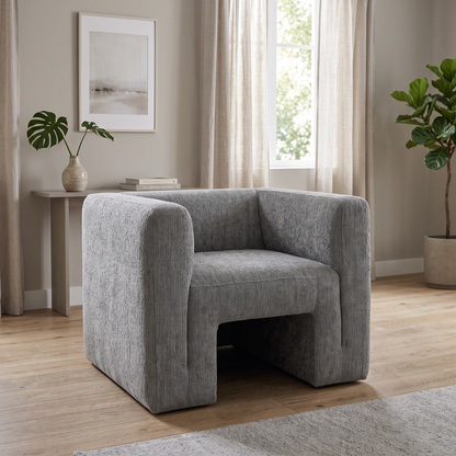 ‘Lauren’ Dark Grey Boucle Fabric Accent Chair