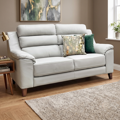 ‘Preston’ Pearl Grey Real Leather 2 Seater Sofa