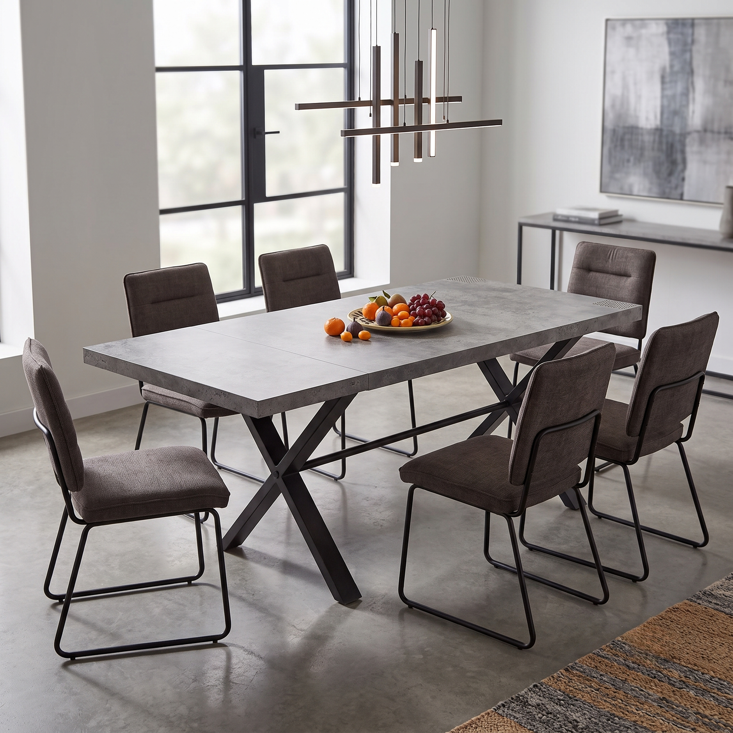 ‘Moon’ Grey Concrete 50cm Extension Leaf for X Shaped Legs Dining Table