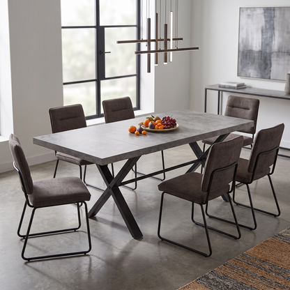 ‘Moon’ Grey Concrete 50cm Extension Leaf for X Shaped Legs Dining Table