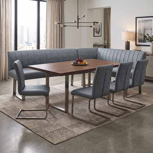 Grigio Grey Fabric Left Hand Facing Corner Dining Bench – view 2