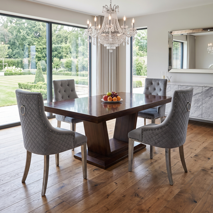 ‘Dolce’ Silver Velvet Fabric Set of 4 Dining Chairs