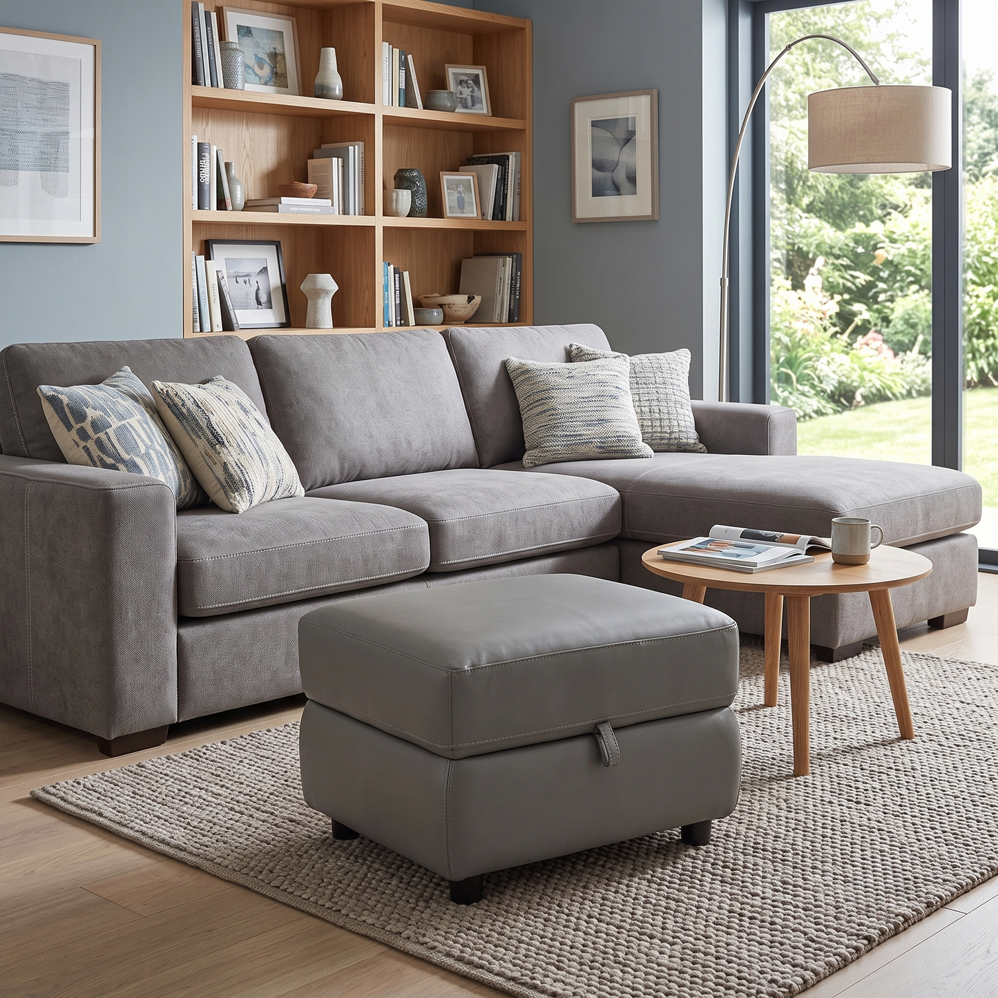World of Leather ‘Touch’ Bv-042e Elephant Grey Leather Storage Footstool