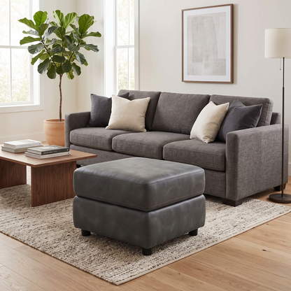 Bfa-Bey-R23 Charcoal Suede Fabric Storage Footstool