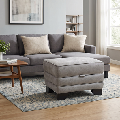 ‘Mariah' Dapple Silver Velvet Fabric Small Storage Footstool
