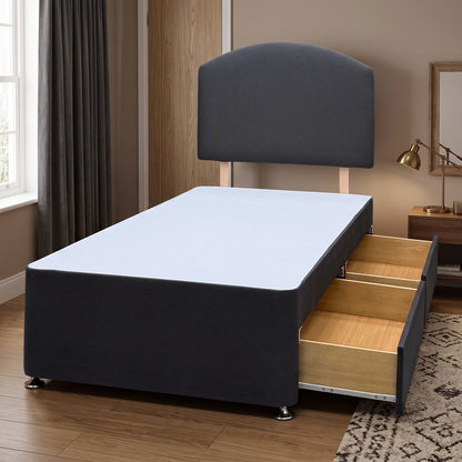 Silentnight ‘Selene’ Ebony Grey Fabric Headboard + 2 Draw Divan Base - Single