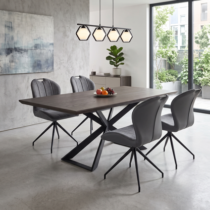 ‘Raul’ Anthracite Grey Fabric Set of 4 Swivel Dining Chairs