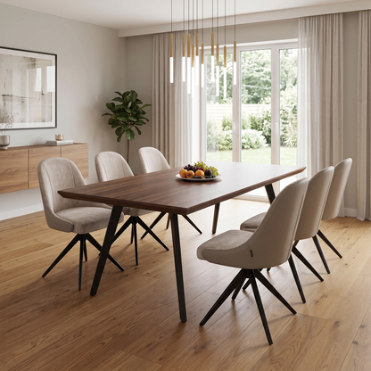 ‘Jose’ Pebble Beige Fabric Set of 6 Swivel Dining Chairs