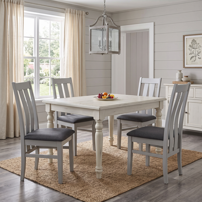 Furnitureland ‘Augusta’ Dark Grey Upholstered Set of 4 Slatted Back Dining Chairs