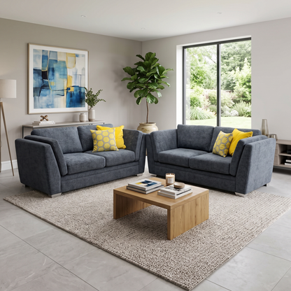 ‘Stephan’ Charcoal Grey Fabric 3 + 2 Seater Sofa Set