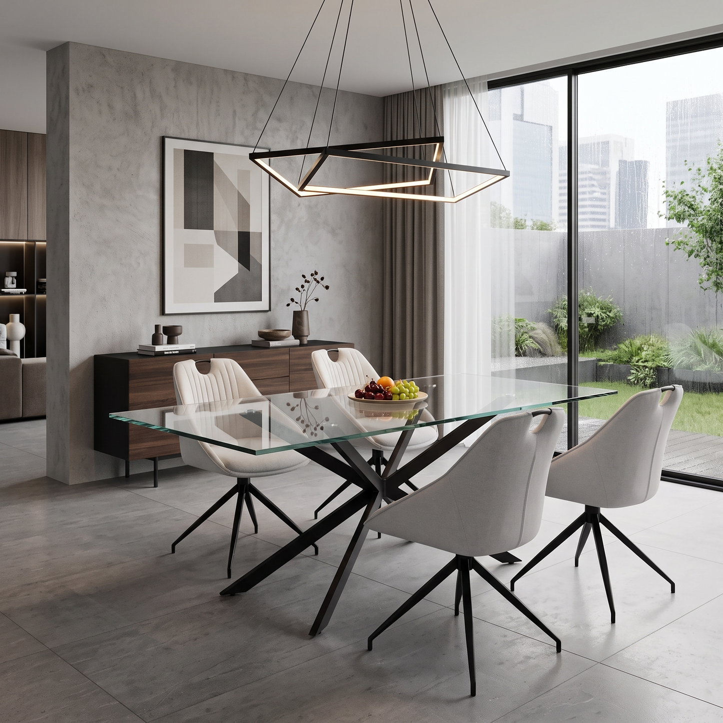 ‘Jai’ Silver Fabric Set of 4 Swivel Dining Chairs