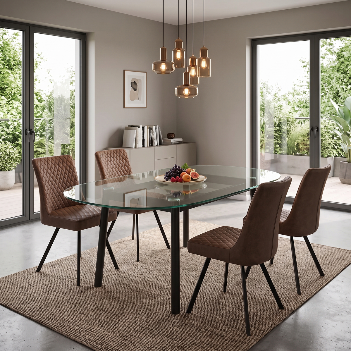 'Earth' Tan Brown Faux Leather Set of 4 Dining Chairs