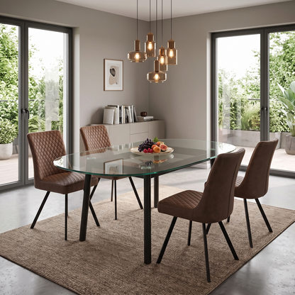 'Earth' Tan Brown Faux Leather Set of 4 Dining Chairs