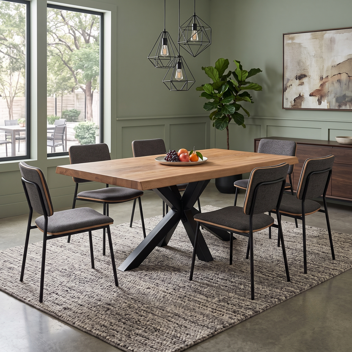 Bodahl ‘Terra’ 1 Oil Solid Oak Raw Edge 160cm Dining Table with Metal Star Base