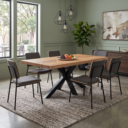 Bodahl ‘Terra’ 1 Oil Solid Oak Raw Edge 160cm Dining Table with Metal Star Base