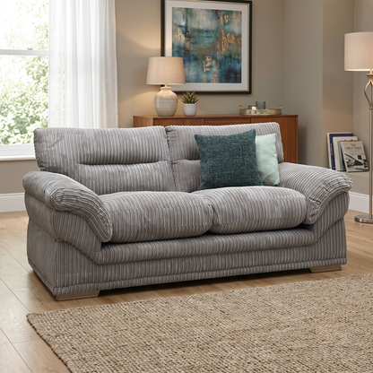 ‘Claude’ Steel Grey Jumbo Cord Fabric 2 Seater Sofa