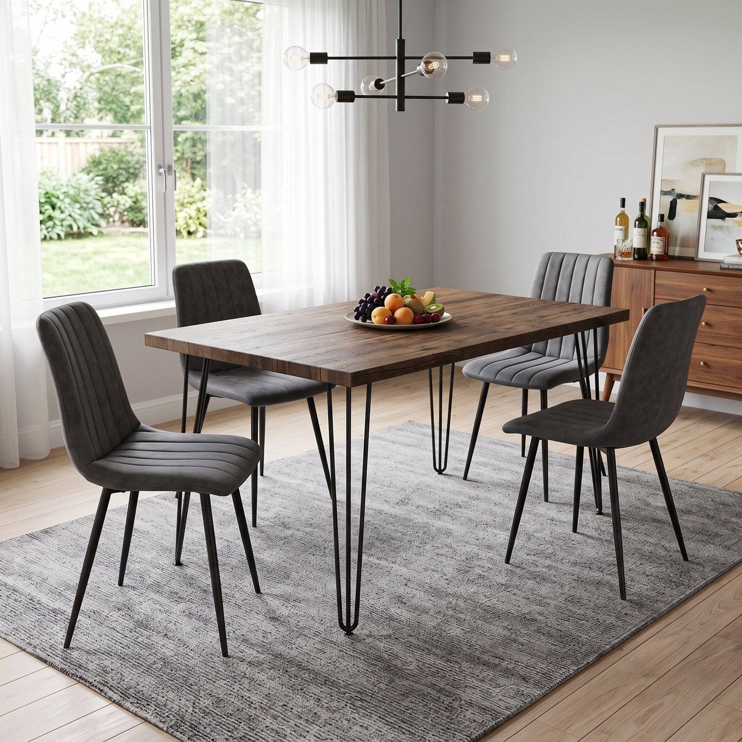 ‘Lisa’ Grey Microfibre Fabric Set of 4 Dining Chairs