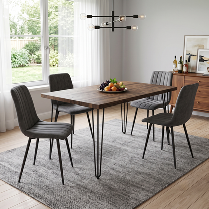 ‘Lisa’ Grey Microfibre Fabric Set of 4 Dining Chairs