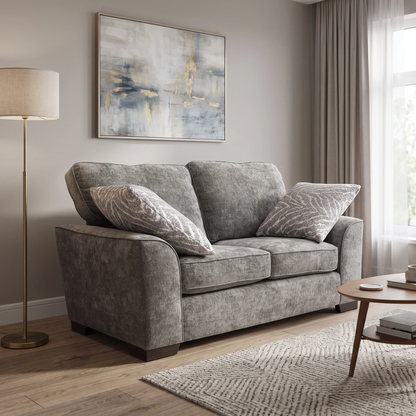 'Theodore' Meridian Charcoal Grey Chenille Fabric 2 Seater Sofa