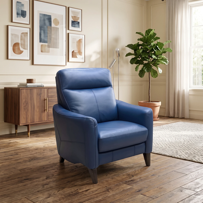 World of Leather Compact Collection 'Petit' Bv-313e Ocean Blue Leather Armchair