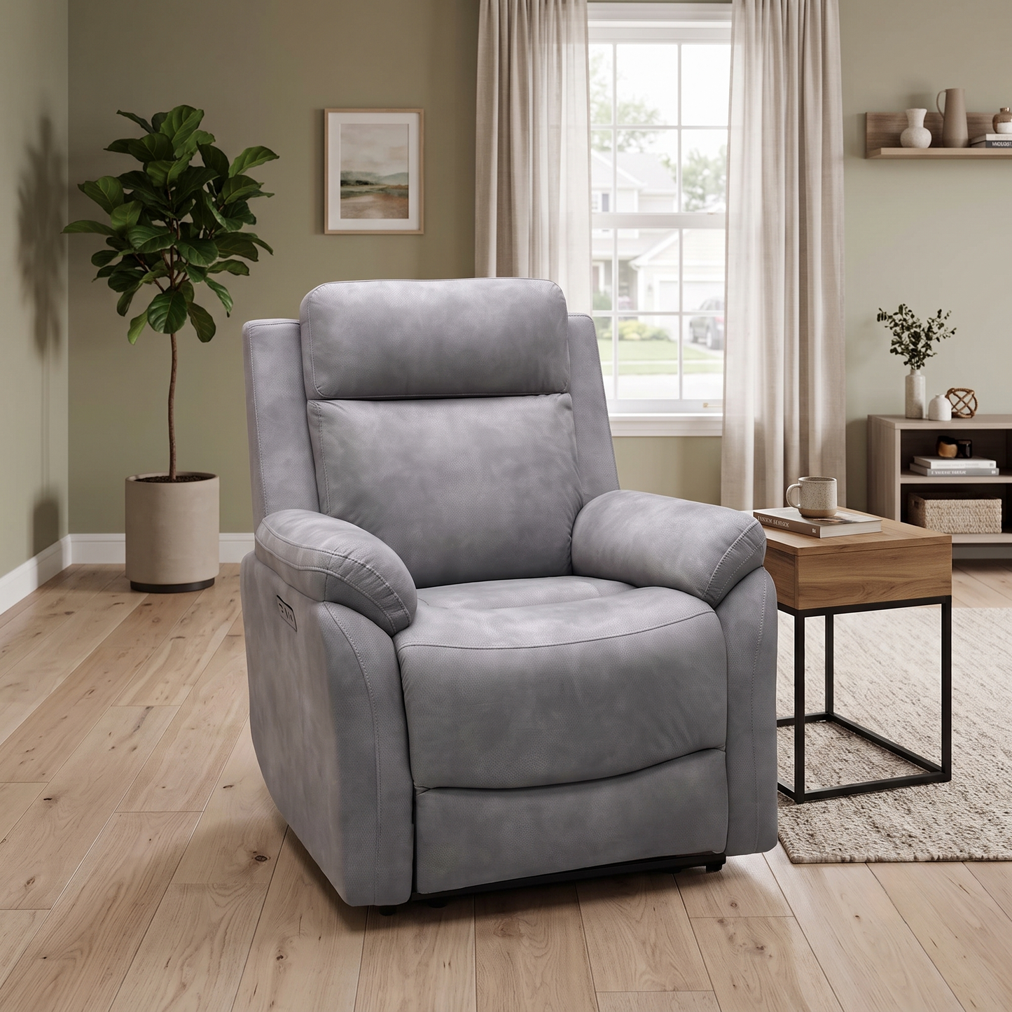 ‘Linea’ Storm Grey Fabric Power Recliner Armchair
