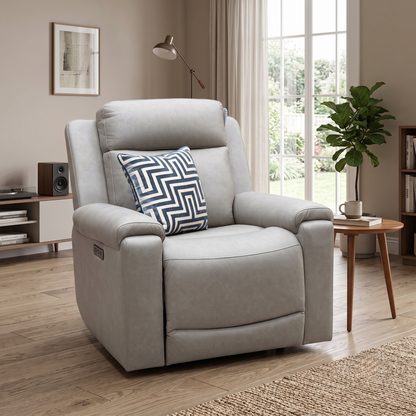 ‘Nova’ Taupe Grey Fabric Power Recliner Armchair