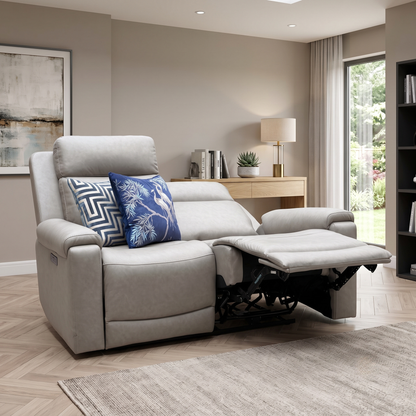 'Nova’ Taupe Grey Microfiber Fabric 2 Seater Power Recliner Sofa
