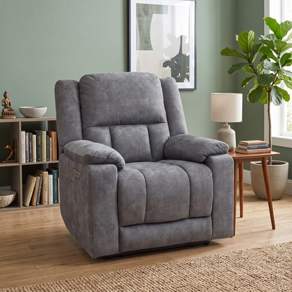 ‘Savoy’ Dark Grey Microfiber Fabric Power Recliner Armchair