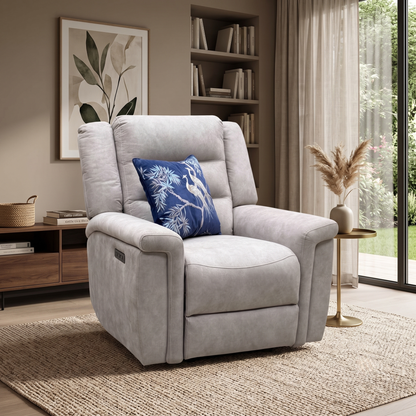 'Vega’ Beige Microfiber Fabric Power Recliner Armchair