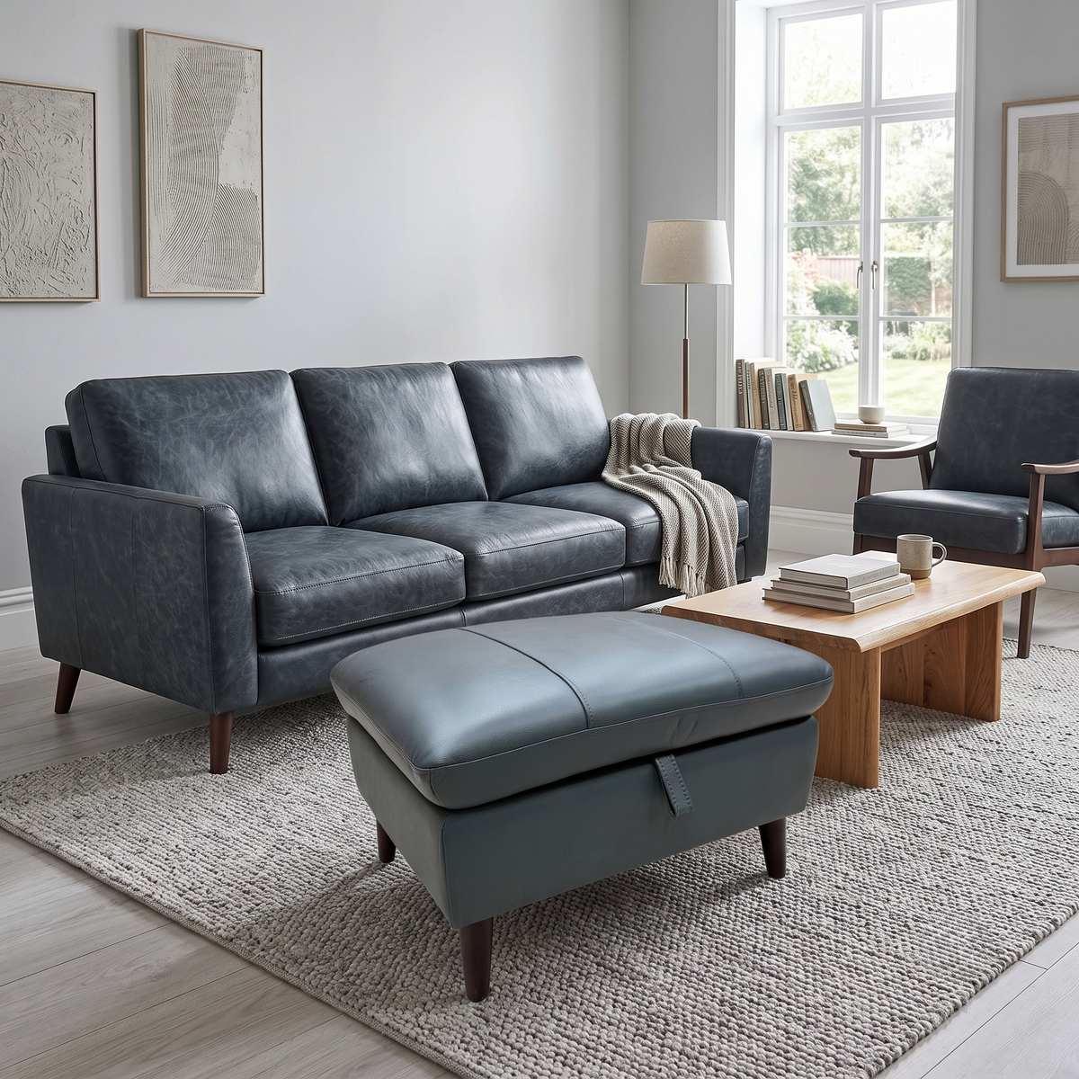 'Winner' Peacock Green Cat-40-09 Leather Storage Footstool