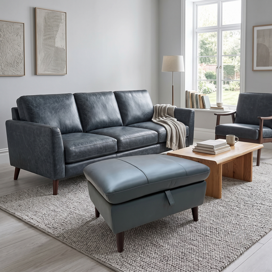 'Winner' Peacock Green Cat-40-09 Leather Storage Footstool