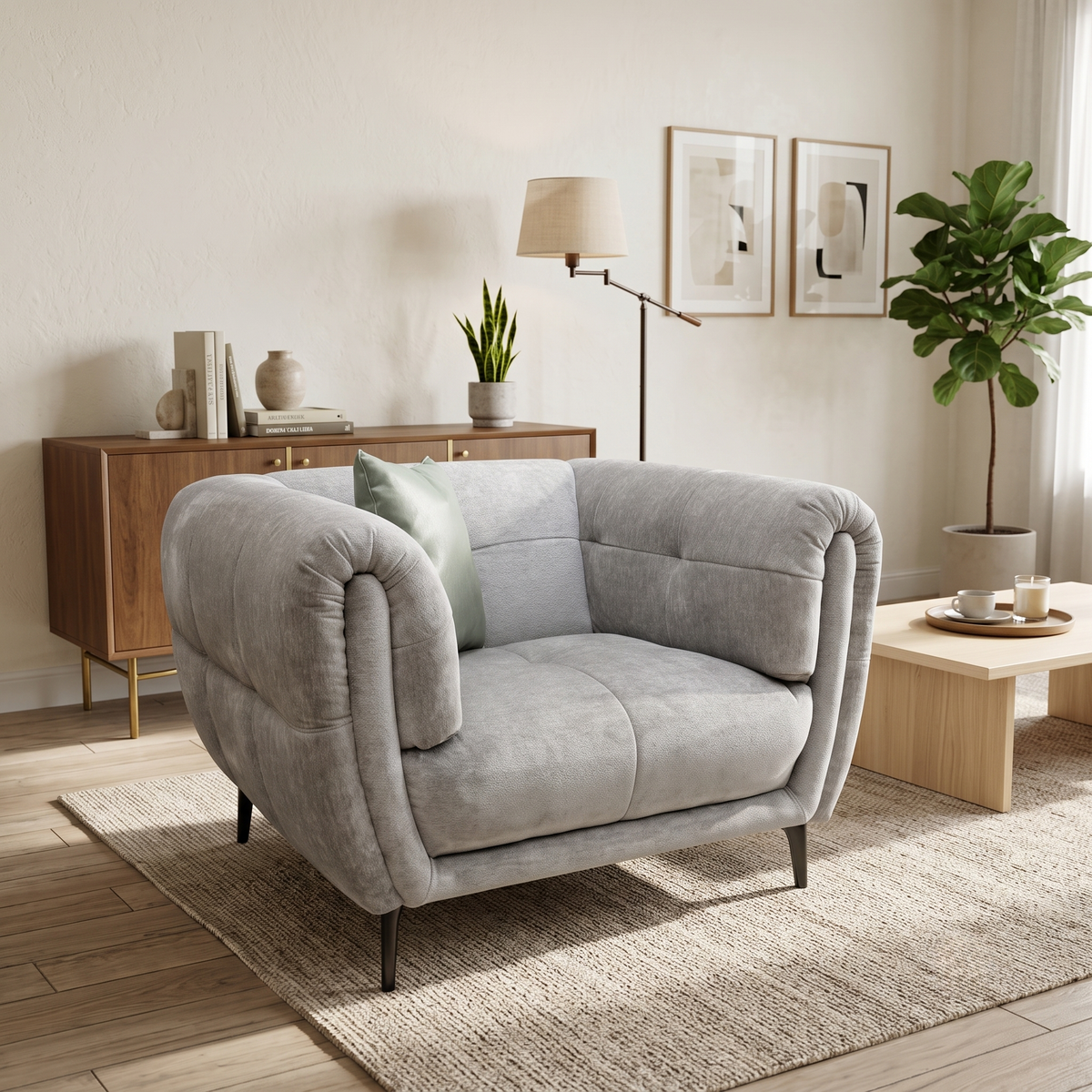 Ideal Home 'Sienna' Hudson Mist Grey 25451 Fabric Chair