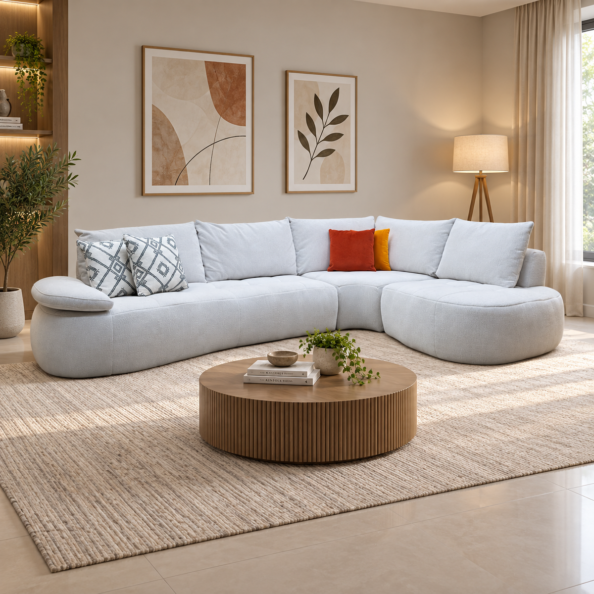 'Daniel' Grey Fabric Right Hand Facing Open End Corner Sofa