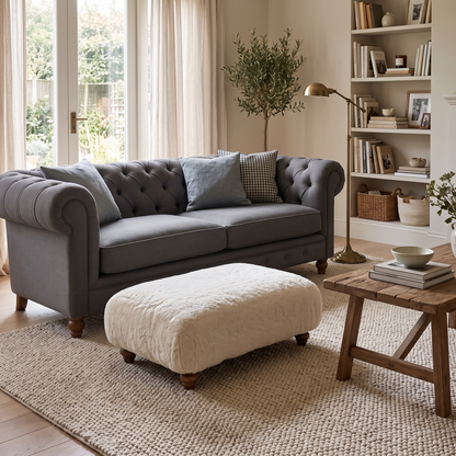 Ideal Home ‘Cotswold’ Darwin Ivory Faux Fur Bench Footstool