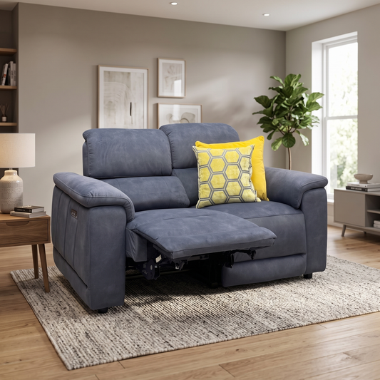 Genius Dexter Shadow Grey Velvet Fabric 2 Seater Power Recliner Sofa with Power Headrests – view 2